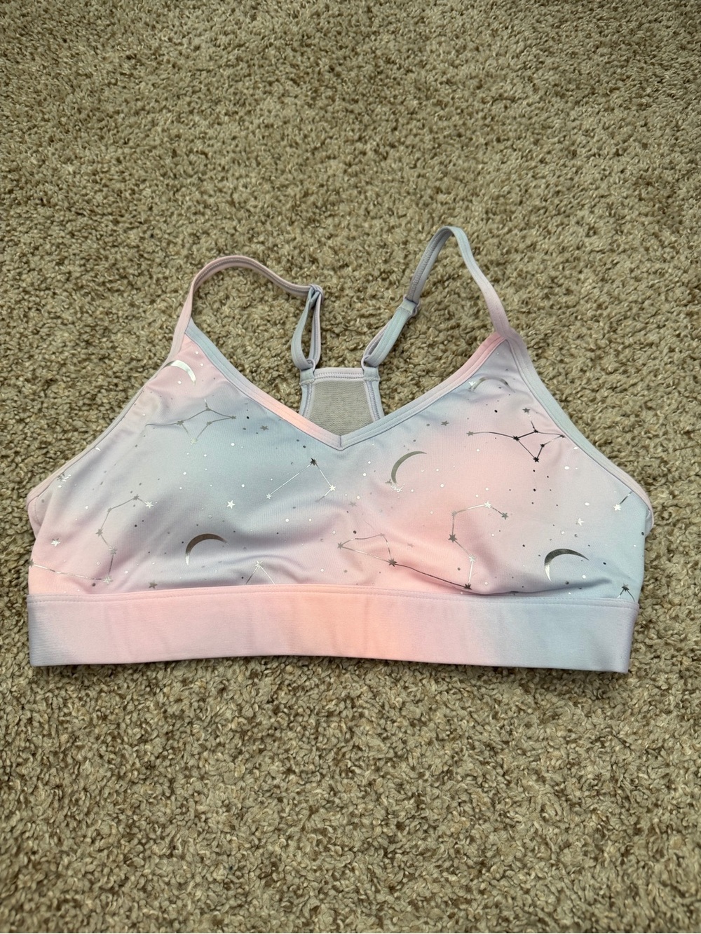NWOT PINK Racerback Bralette with Pastel Galaxy Print